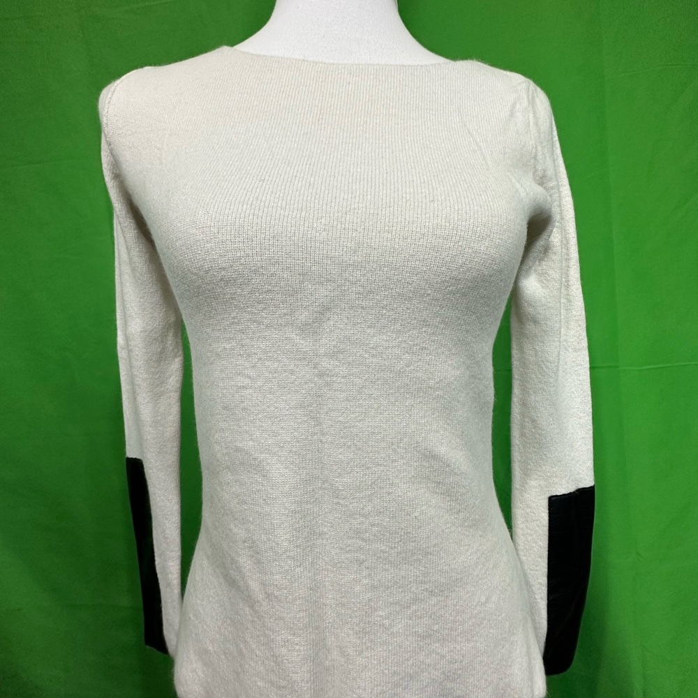 Club Monaco sweater with leather elbow pads.